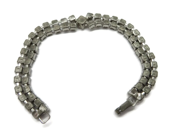 Vintage Rhinestone Tennis Bracelet | Signed Kramer Jewelry | Double Row Rhinestone | Bridal Jewelry