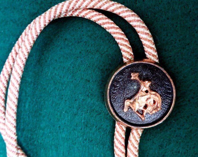 ON SALE! Cowboy Bolo Tie, Vintage Rodeo Bolo, Cowboy Western Tie, Striped Bolo