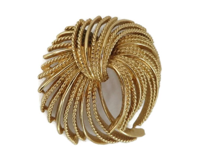 ON SALE! Vintage MONET Brooch, Gold Tone Textured Signed Monet Costume Jewelry Gift Idea