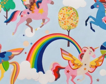 Magic Rainbow Shine in Sky from the Monkey's Bizness collection for Alexander Henry #8478-A by 1/2 yard