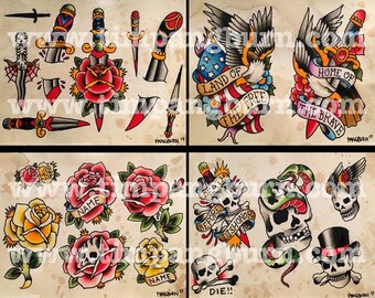 Traditional tattoo art flash