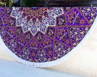 Mandala Tapestry Roundie India Star Wall Hanging Boho Round Hippie Gypsy Wedding Birthday yoga Blanket Purple Festival Glamping Tablecloth