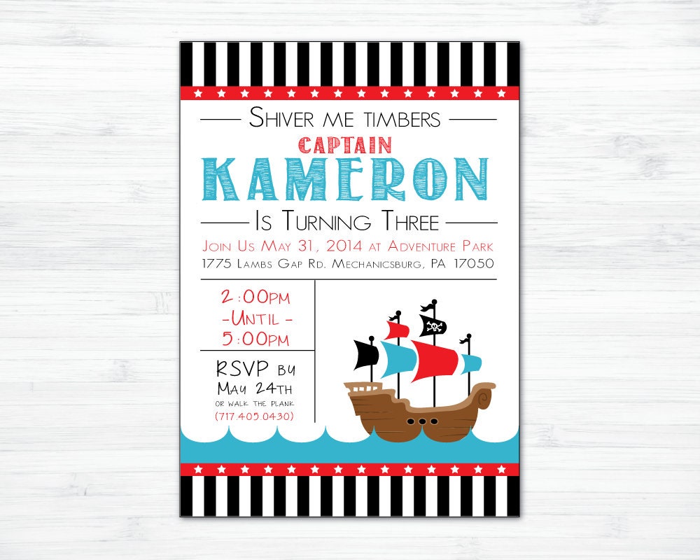 Pirate Ship Birthday Invitation