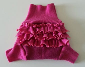 SMALL 100% Wool Cloth Diaper Cover, Upcycled Wool Soaker, Ruffle Wool Shorties