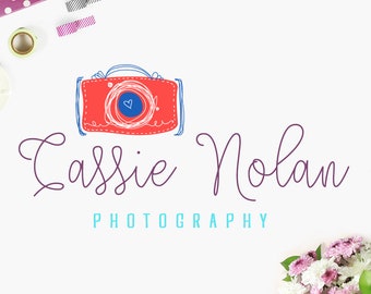 Custom Boutique Premade Photography Studio Logo and Watermark Design with Hand-Drawn Calligraphy Text & Camera Graphic - INF101LD