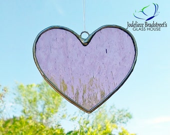 Pink Heart Suncatcher Stained Glass Sun Catcher Tiffany Glass Heart Home Decor Window Decoration Pink Suncatcher Valentine Gift for Her