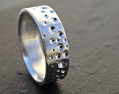 beach wedding ring ocean, mens promise ring silver, structured ring silver ring bubbles engraved silver ring water, mens wedding band silver