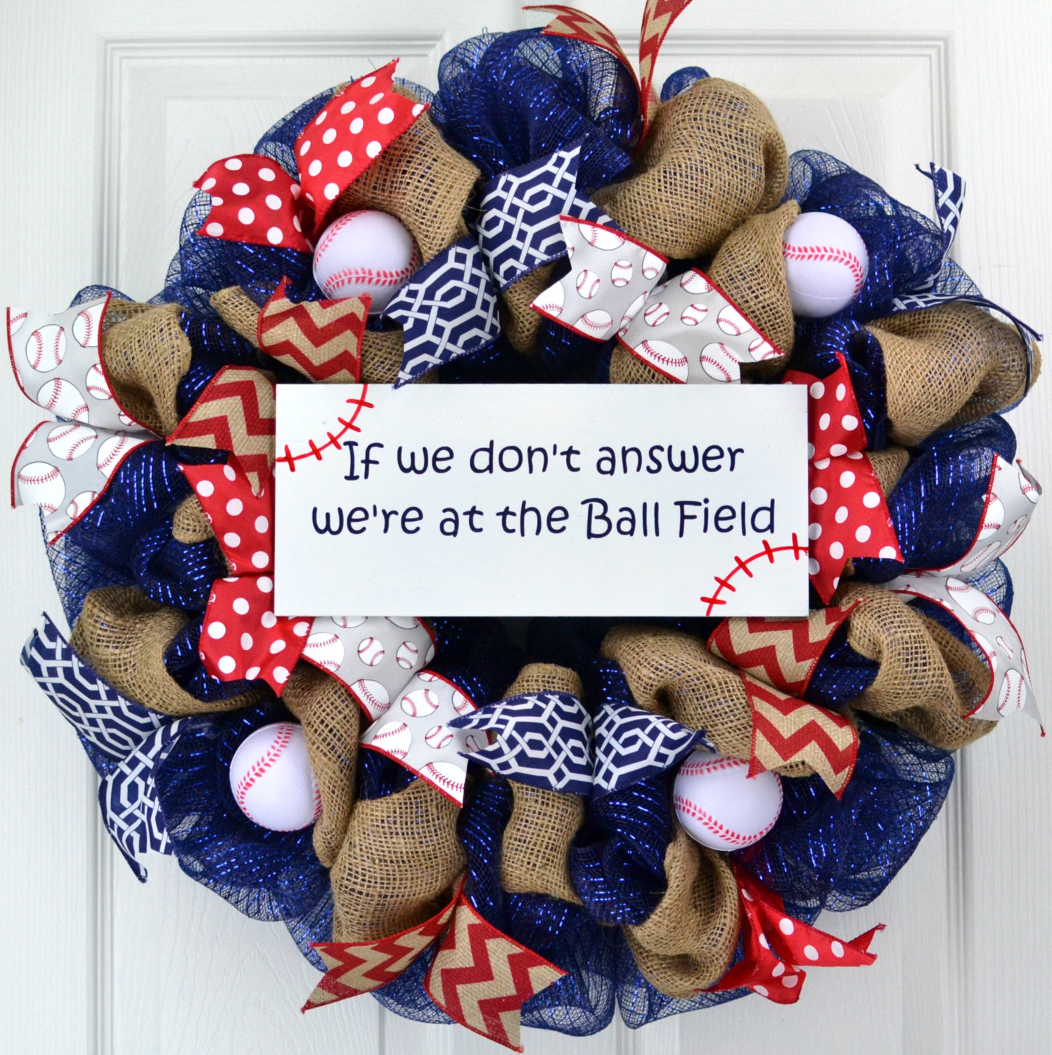 Baseball wreath Ball Field wreath Softball by PinkDoorWreaths