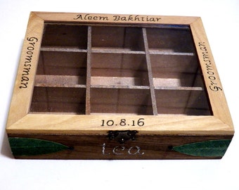 Wood Tea Box, Tea Bag Box, Tea Gift Box, Rustic Tea Box, Tea Caddy, Tea Container, Engraved Tea Box Wooden, Storage Box for Tea, Tea Holder