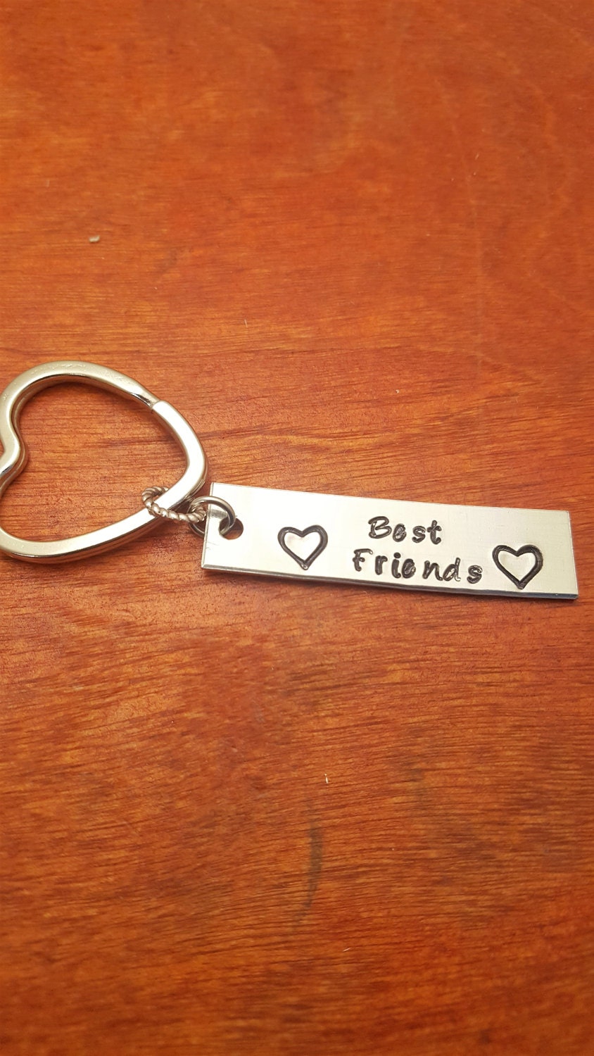 Hand stamped aluminum best friends key chainBff giftBest
