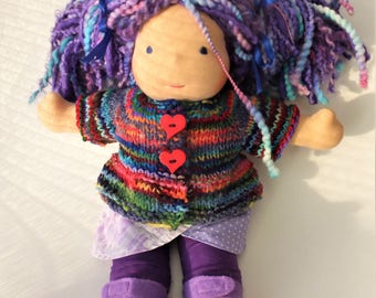 Waldorf doll clothes, hand knitted doll sweater, waldorf doll sweater, 15" doll sweater