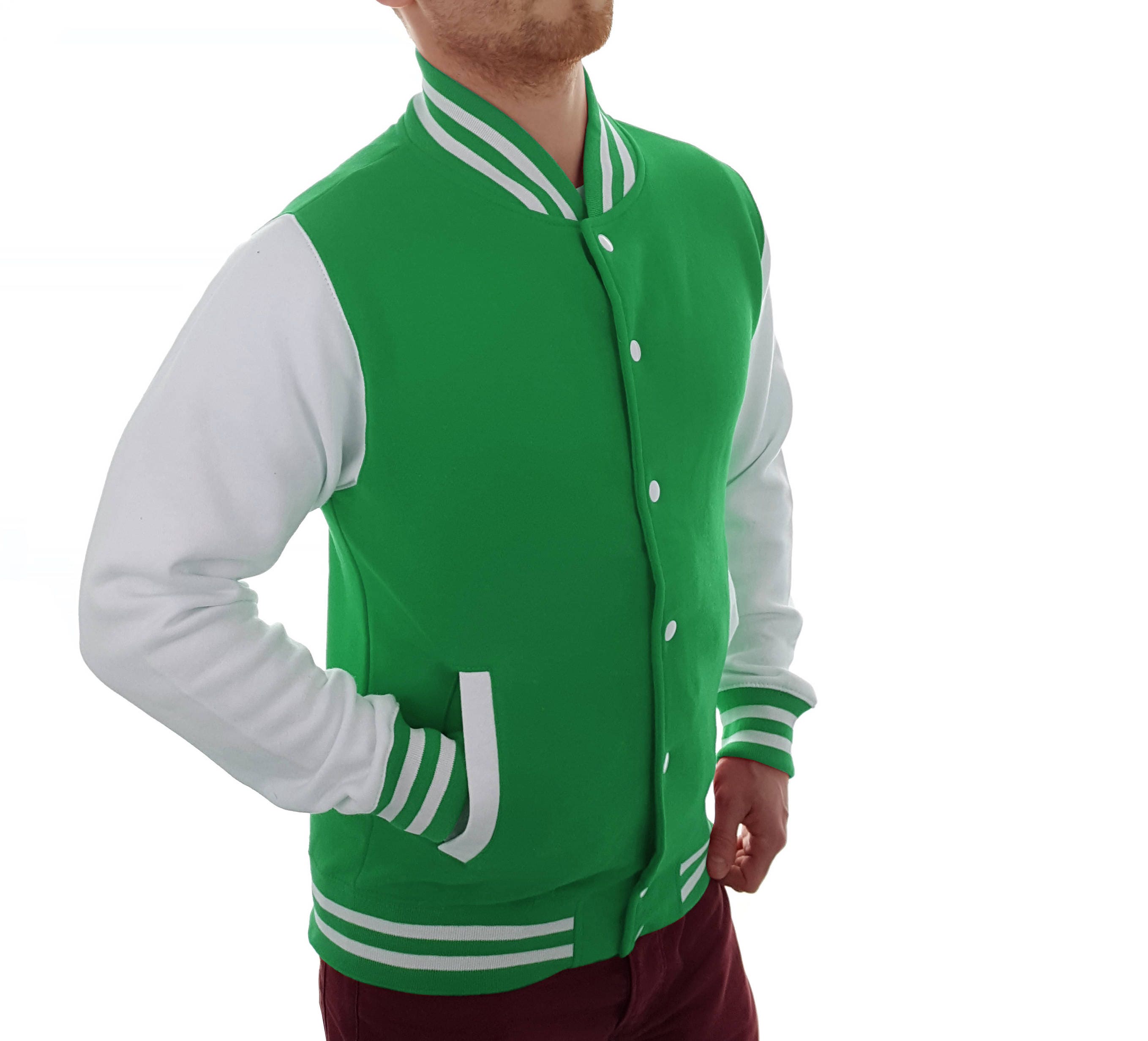 Kelly Green Varsity Jacket Blue Jade Letterman Coat Baseball