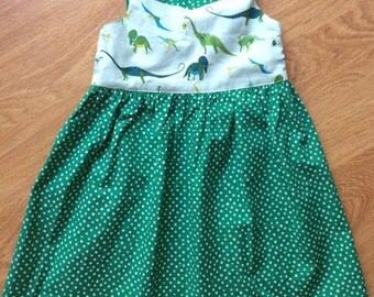 Green dinosaur summer dress, size 4