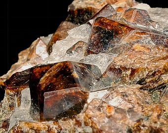 Beautiful Dodecahedral Andradite Garnet Crystals With Quartz