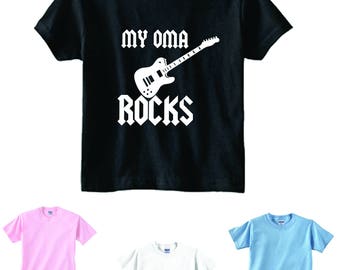 My Oma rocks, cool, german grandma aunt kids t-shirt, grandchild shirt, size and color choice, cool oma shirt, my oma rocks, Germany