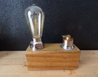 wood and stainless steel lamp