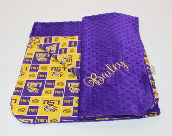 LSU Baby Blanket, Purple and Gold Baby Blanket