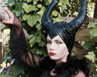 Maleficent inspired Headdress ~ Maleficent Horns Custom Costume ~ CosPlay ~ Black Festival Dance Photo Shoot Movie