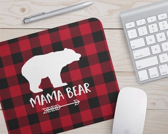 Mama Bear Mousepad - Buffalo Plaid Mouse Pad