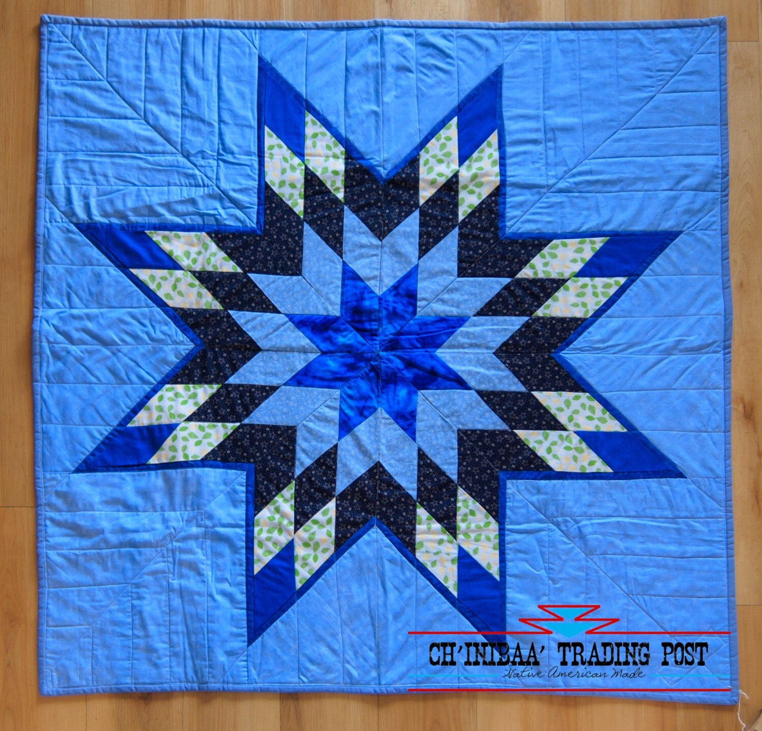 Blue Native American Star Quilt by SommerNani