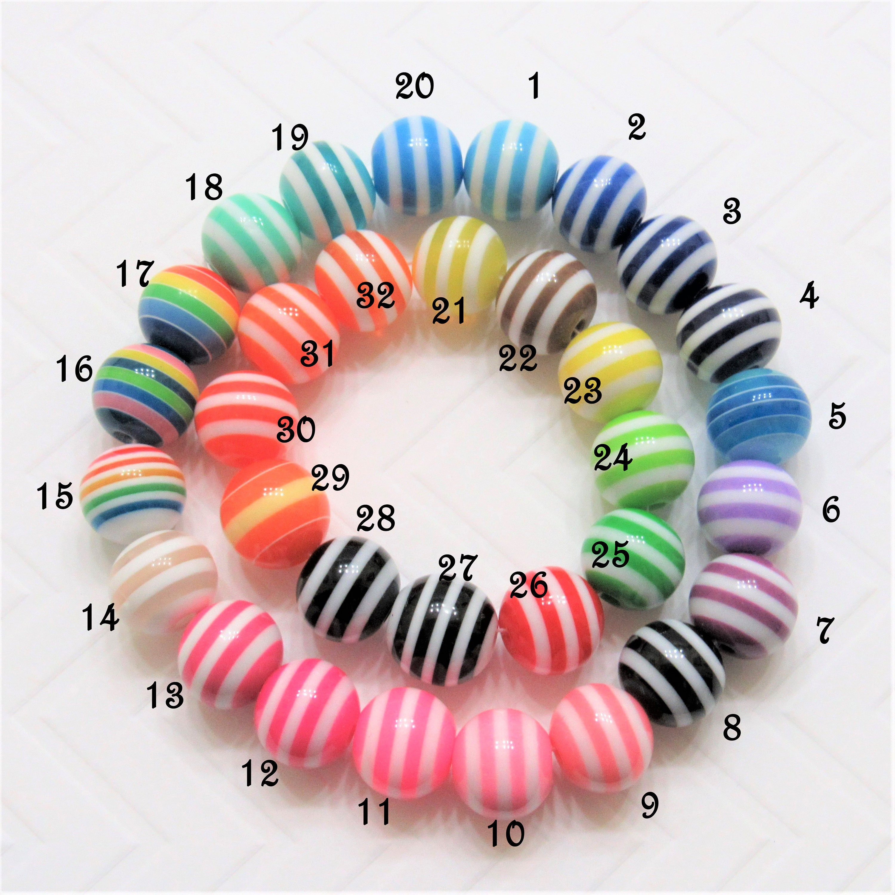 12mm Rainbow Striped Bubblegum Bead,Chunky Striped Beads, Chunky