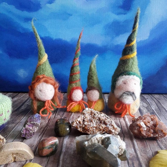 Waldorf Gnome Family Playset Autumn gnomes Waldorf felted