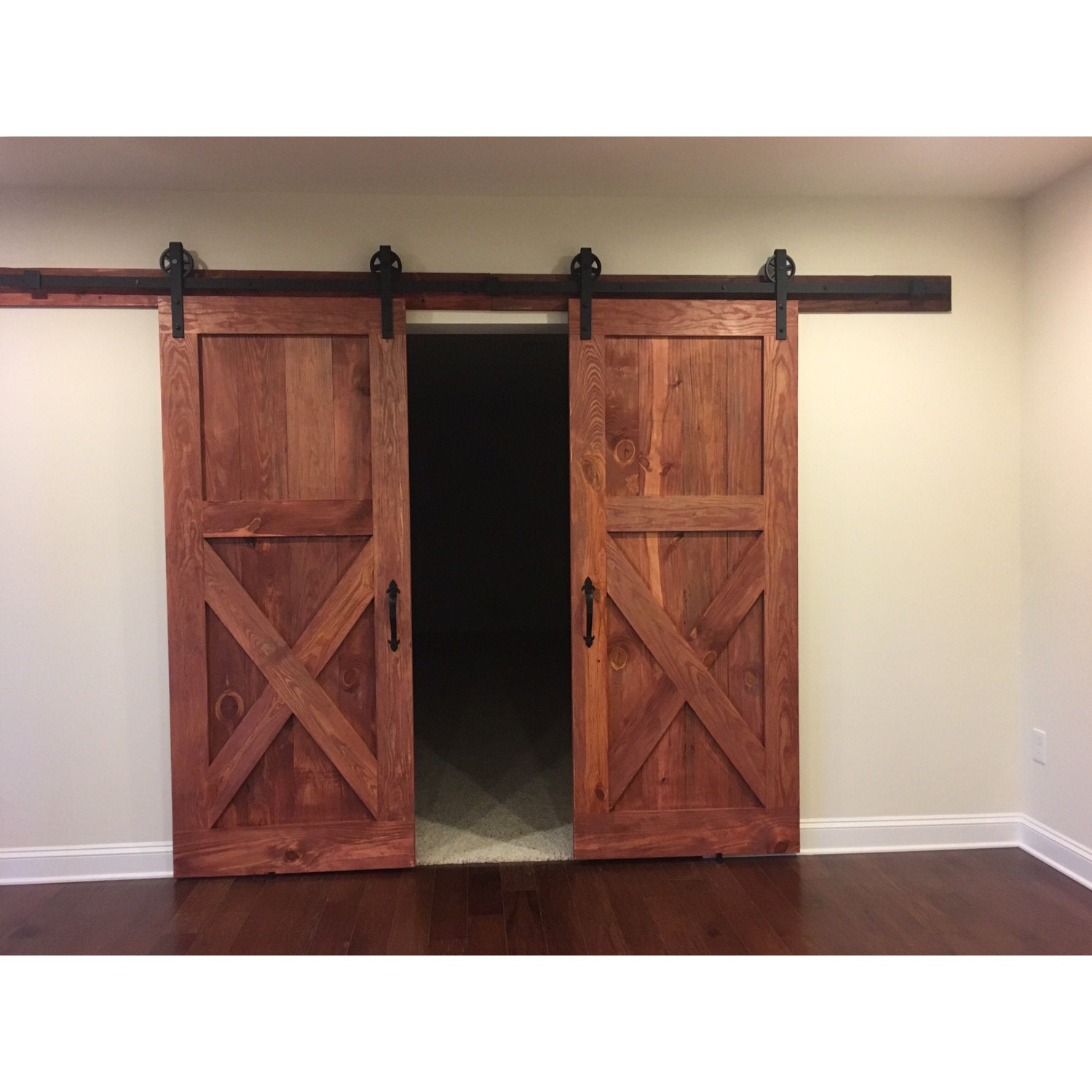 Spanish Design Sliding Barn Door Half X Design Sedona Red