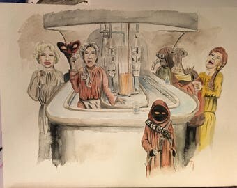 Golden Girls at the Cantina original gouache painting