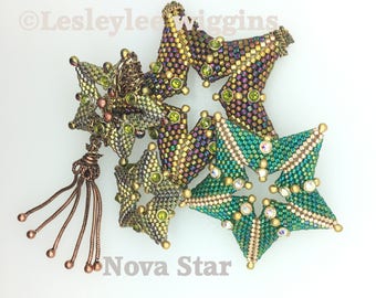 Beading pattern / tutorial. Beaded star. miyuki seed beads. miyuki delica beads
