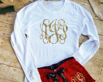 Monogrammed Christmas Pajamas Adult Monogrammed Pajama Pants Christmas PJs
