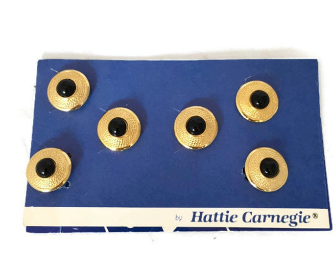 Vintage Hattie Carnegie Fashion Snaps and Clip On Earrings - Gold and Black Slide Over Rings - Cuff Links or Buttons - New Old