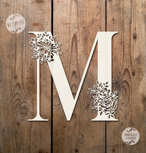 Download Floral Letter 'M' SVG PDF Design Papercutting Vinyl