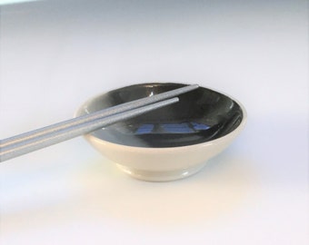 Ceramic Sauce Bowl, Porcelain Sauce Dish, Gray Black White Ombré Bowl, Small Ceramic Bowl, Ceramic Ring Holder, Wheel Thrown Pottery Bowl
