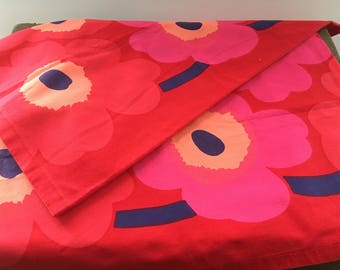 Vintage Marimekko print table runner Floral Table bright table runner Floral Marimekko valance Bright Mid century runner