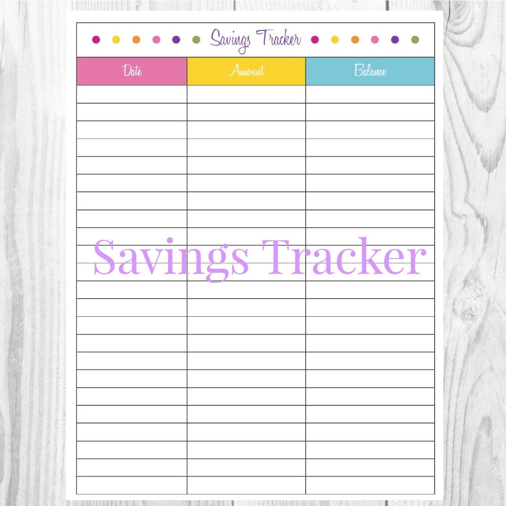 Savings Tracker Personal Finance PDF Printable