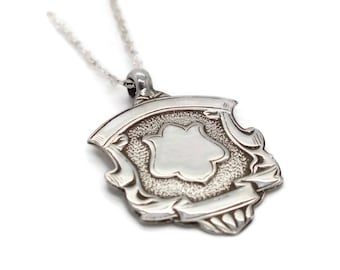 Mens Silver Necklace, Silver Shield Necklace, Shield Pendant, Silver Necklace Men, Mens Silver Chain, Mens Necklace, Christmas Gift Men