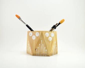 Wooden Pencil Cup, Succulent Planter, Pencil Holder, Desk Accessory, Office Accessory, Wooden Brush Cup, Pen Cup, Wooden Cup