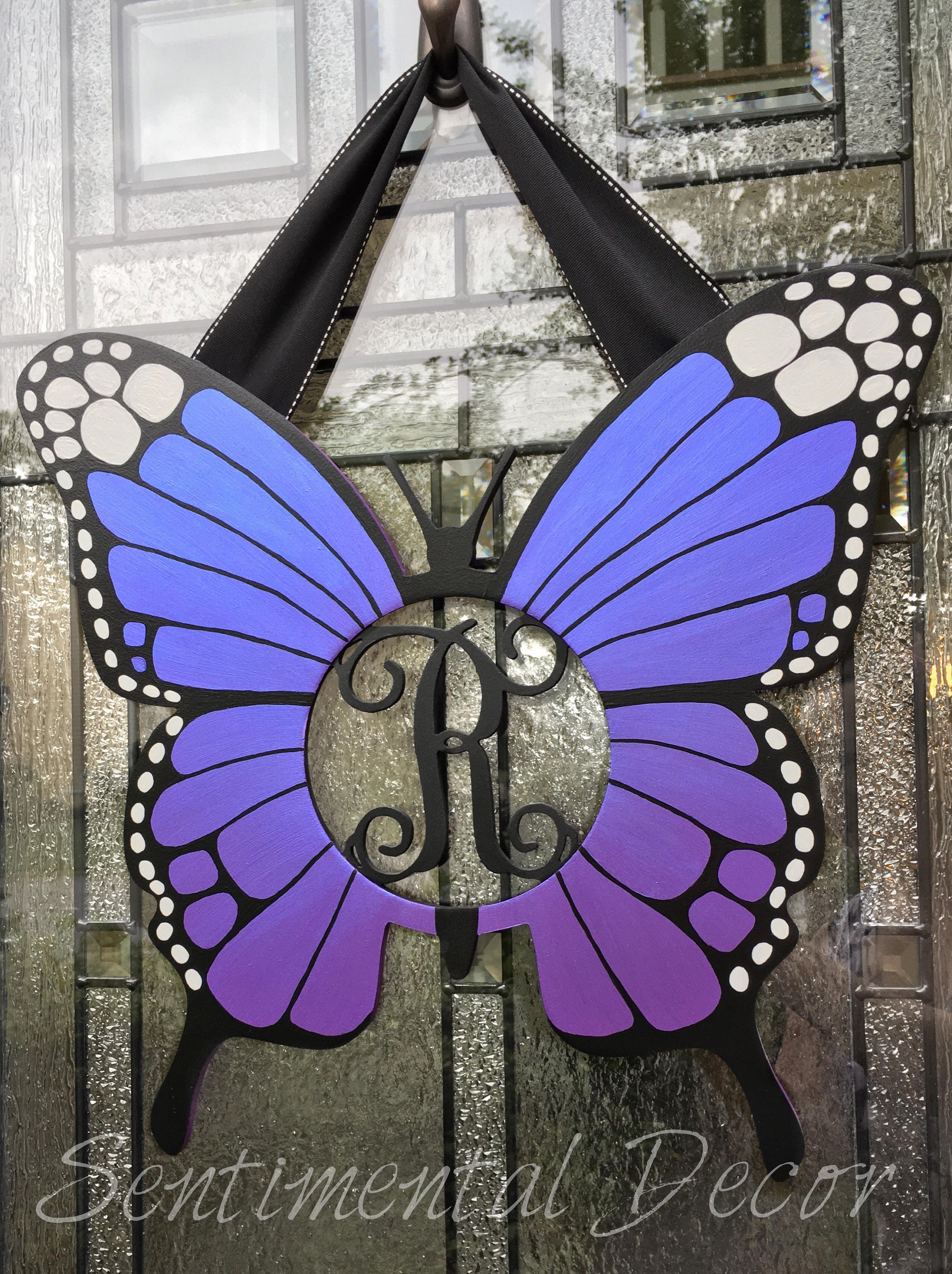 Butterfly Door Hanger MonogramCustom painted