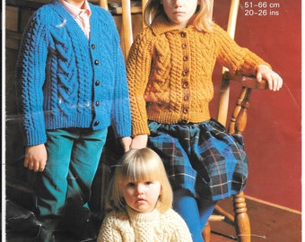 Sunbeam Childs Aran Cardigan / Jumper knitting pattern - size 20 inch - 26 inch - Age 18 months - 8 years