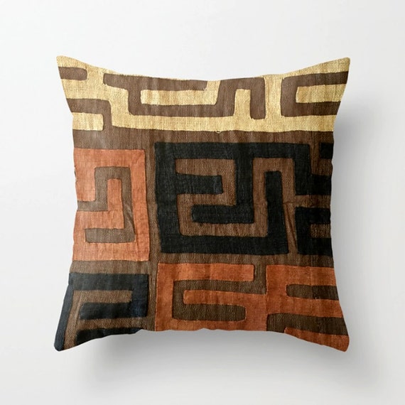 Authentic Kuba Cloth Pillow Cover Congolese Vintage Woven
