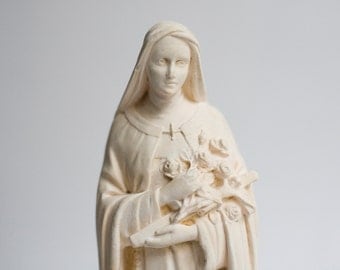 statue of Therese of Lisieux, vintage French chalkware by Pieraccini, vintage French religious decor, Christian Art, Catholic sculpture