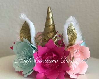Unicorn Crown/ Unicorn Floral Crown/ Unicorn Lace Crown/ Unicorn First Birthday/ Unicorn Headband/ Unicorn Headpiece