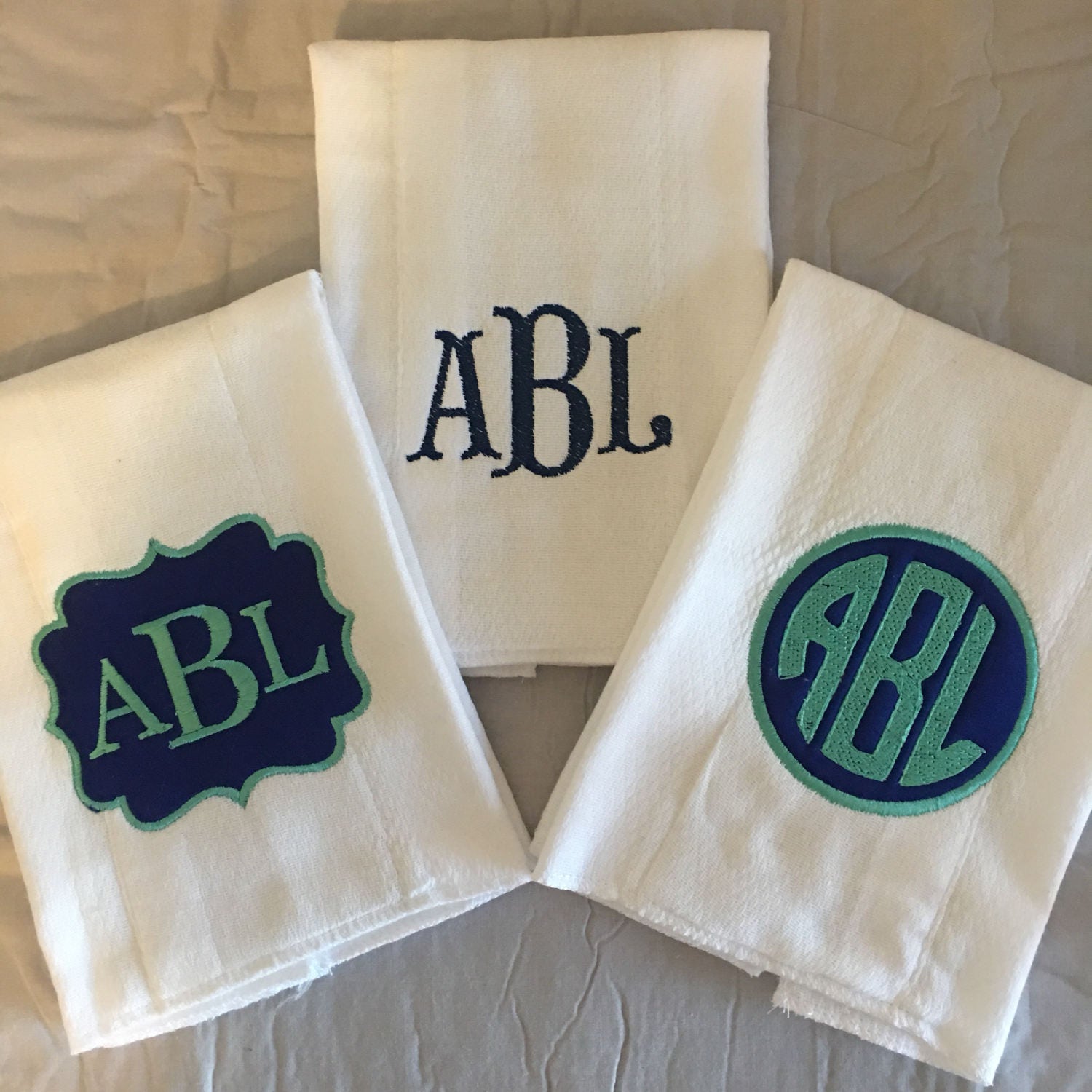 Set of custome personalized burp cloths available in packs of