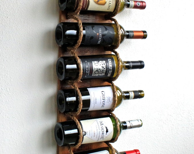 Rustic Wall Wine Rack - Wood Wine Bottle Holder - Gift For Wine Lover - Housewarming Gift