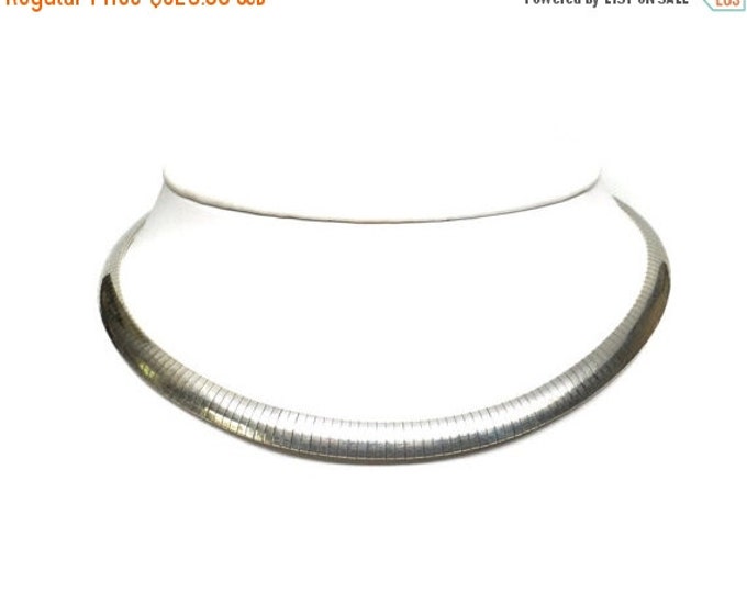 Storewide 25% Off SALE Vintage Italian Sterling Silver Thick Omega Designer Necklace Featuring Oversized Heavy Statement Style Design