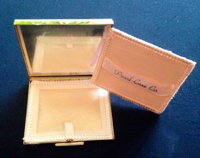 Storewide 25% Off SALE Vintage Mother Of Pearl Designer Makeup Compact By Pearl Case Co. Featuring Inlaid Design