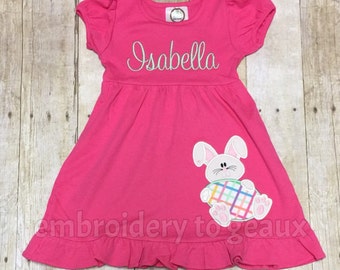 Personalized Easter Bunny Girls Ruffle Dress-Easter Dresses for Girls--Girls Easter Dress-Girls Easter Outfit