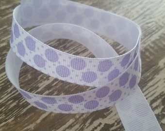 Purple polka dot grosgrain ribbon 1/2 inch by 10 yrds