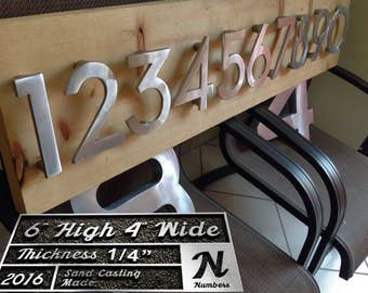 Modern house numbers (set of 4) aluminum house numbers, metal house numbers, modern font, address numbers / 6" inch, 8", 12" and 15.75"