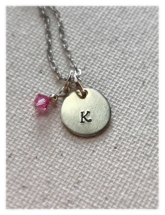 Items similar to Monogram initial with Swarovski crystal birthstone